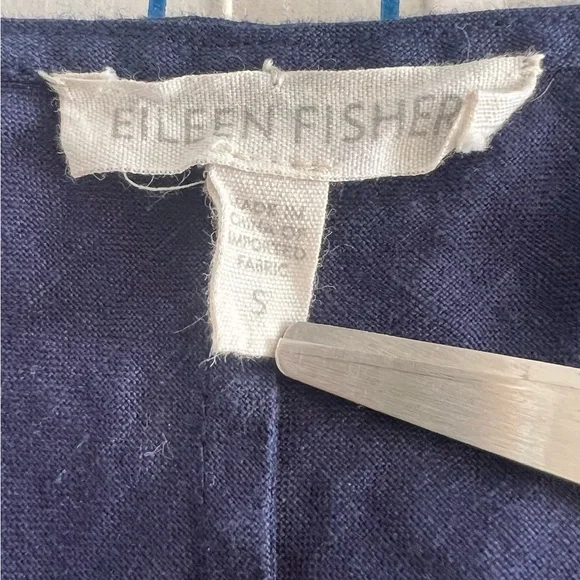 EILEEN FISHER MIDNIGHT HANDKERCHIEF 100% IRISH LINEN DRESS SZ SMALL LINED EUC - Picture 5 of 14